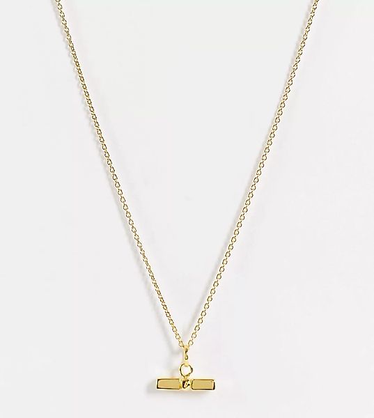 ASOS DESIGN – Halskette aus vergoldetem Sterlingsilber mit T-Steg-Anhänger- günstig online kaufen