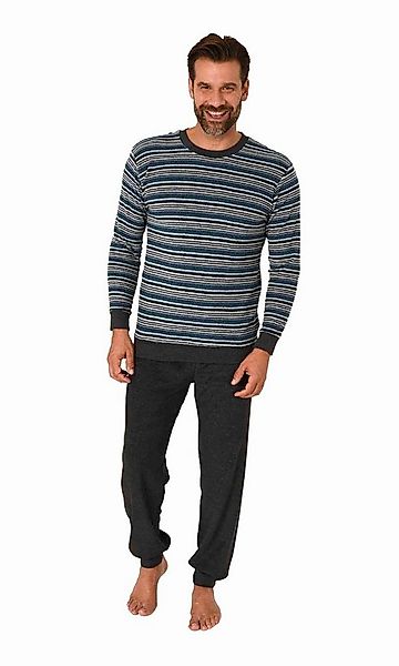 Normann Pyjama Herren langarm Frottee Schlafanzug mit Bündchen - auch in Üb günstig online kaufen