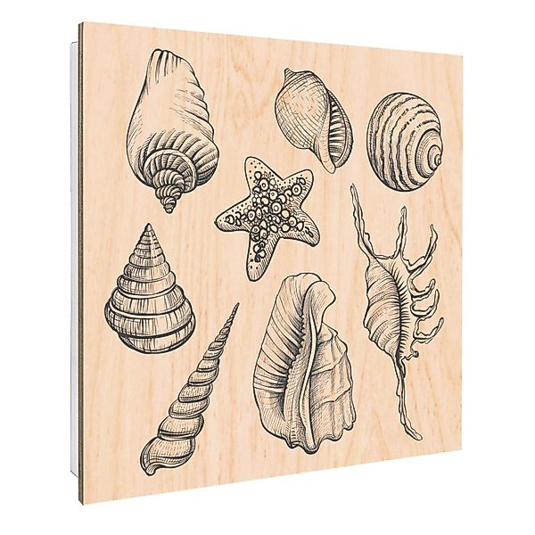 Banjado Schlüsselkasten mit Holzfront 30x30cm Weiß Scharnier Links 50 Haken günstig online kaufen