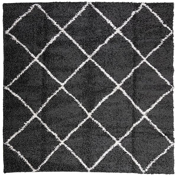 vidaXL Teppich Shaggy Hochflor Modern Schwarz Und Creme 160x160 Cm 1954078 günstig online kaufen