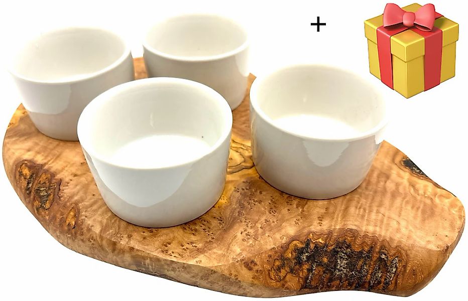 Olivenholz-erleben Servierbrett "Brett rustikal, Olivenholz 30-34 cm inkl. günstig online kaufen