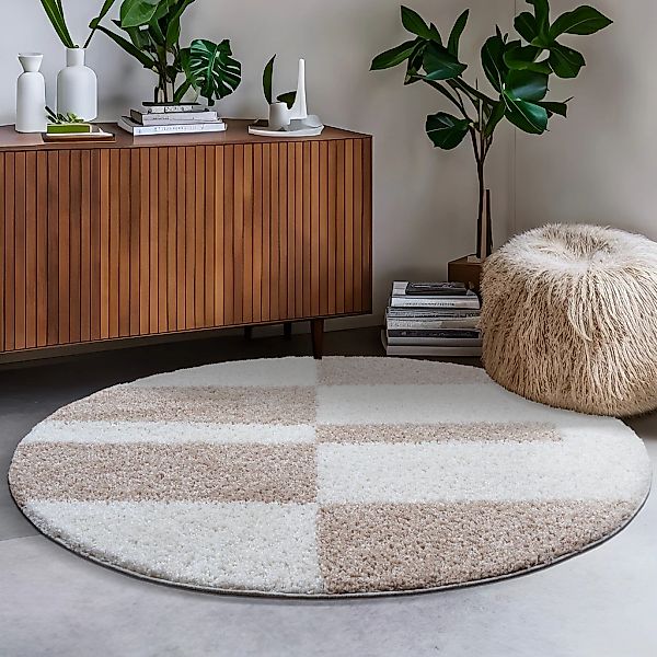 Sanat Hochflor-Teppich "Milano 1254" rund 30 mm Höhe Hochflor, Wohnzimmer, günstig online kaufen