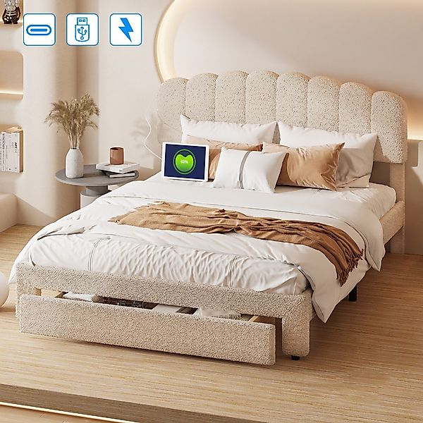 Furnishings Home Polsterbett Doppelbett Stauraumbett Ladefunktion günstig online kaufen