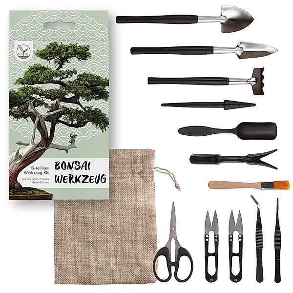 HappySeed Gartenpflege-Set Bonsai Werkzeug-Set 13-teilig mit günstig online kaufen