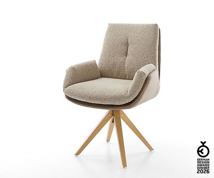 Drehstuhl Clea-Flex Materialmix Schlamm Holzgestell kantig Natur 180° drehb günstig online kaufen