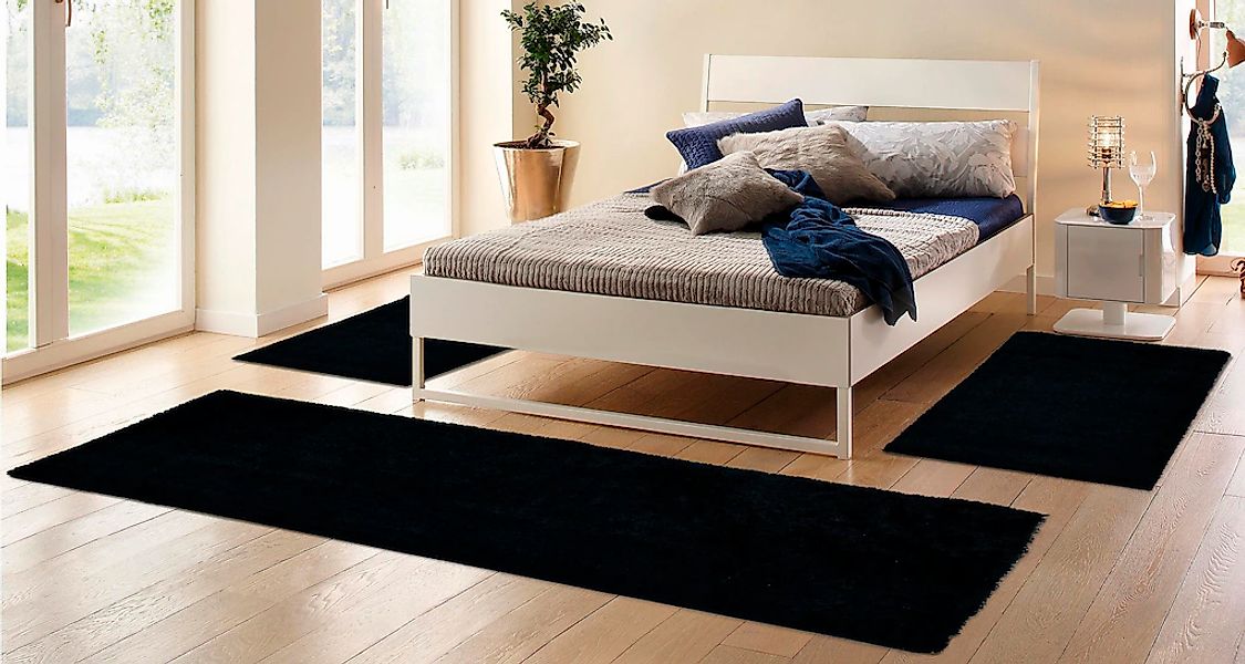 my home Bettumrandung »Malin«, (3 tlg.), Hochflor, Shaggy, Uni-Farben, leic günstig online kaufen