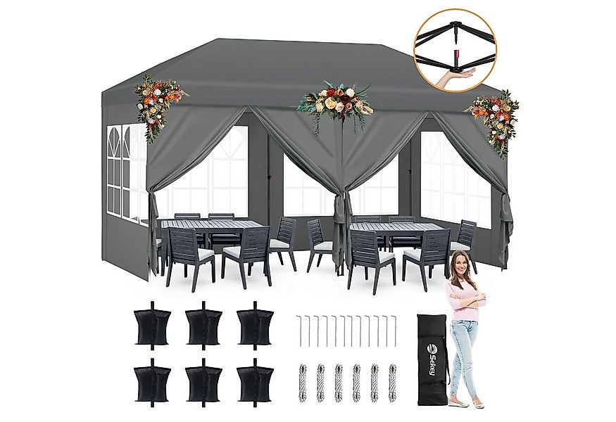 Sekey Faltpavillon Pavillons 3x6 m Partyzelte Gartenzelt Festzelt, mit 4 Se günstig online kaufen