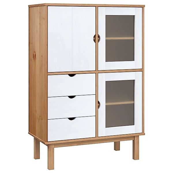 vidaXL Highboard OTTA Braun&Weiß 85x43x125 cm Massivholz Kiefer 351308 günstig online kaufen