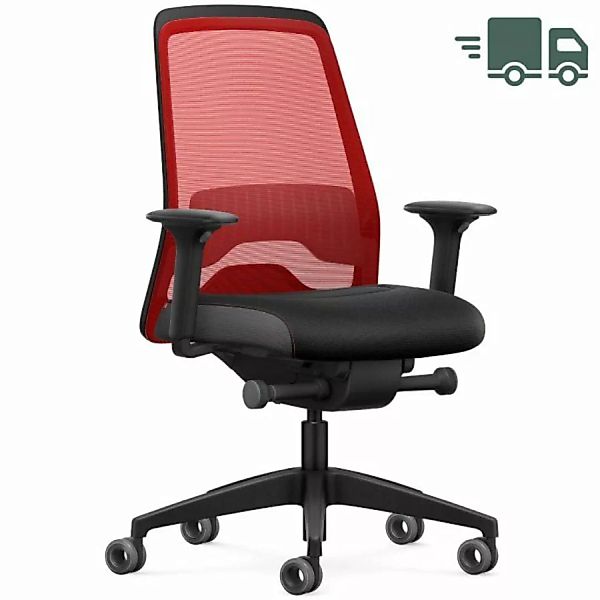 Interstuhl EVERY ACTIVE Edition Bürostuhl mit Netzrücken rot - Sitzfläche M günstig online kaufen