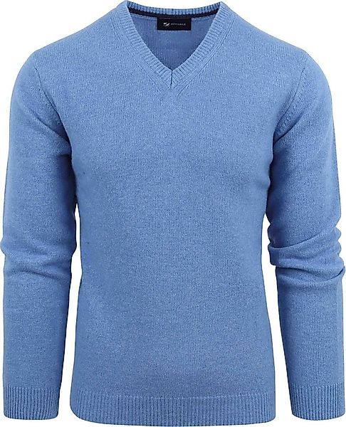 Suitable Lammwolle Pullover V-Ausschnitt Blau - Größe M günstig online kaufen
