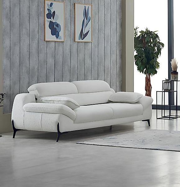 JVmoebel Sofa Couch Dreisitzer Sofa 3 Sitzer Stoffsofa Polstersofa Weiß Mod günstig online kaufen