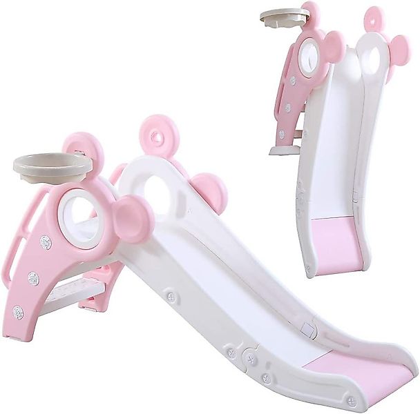 YOLEO Rutsche Kinder Fun-Slide mit Basketballkorb Faltbar Kinderrutsche günstig online kaufen