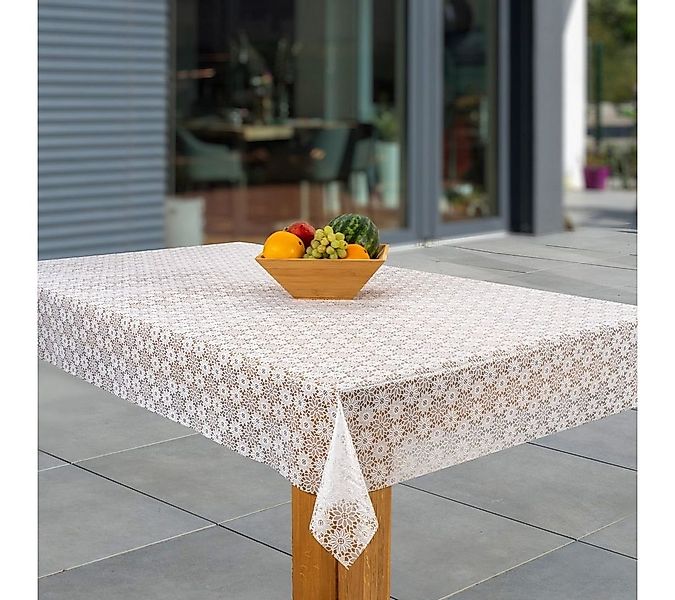laro Tischdecke Wachstuch-Tischdecken Abwaschbar Weißes Blümchen rechteckig günstig online kaufen