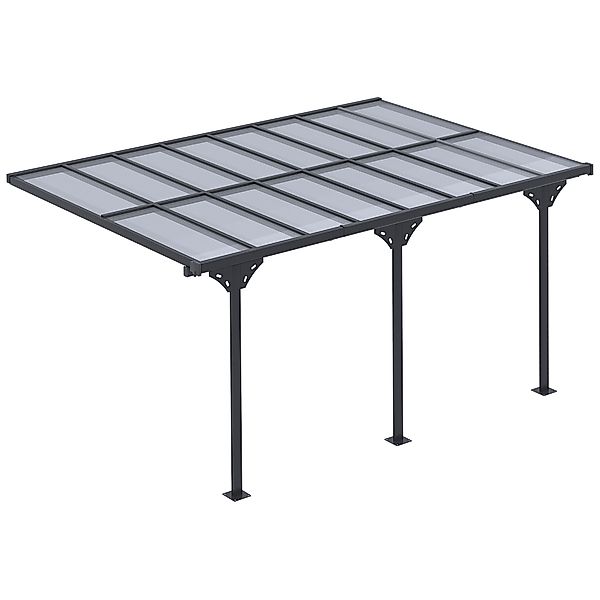 Outsunny Pergola Pavillon  4x3m Gartenpavillon, höhenverstellbar, Sonnensch günstig online kaufen