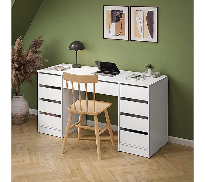 Bellamio Schreibtisch Nore mit Schubladen (weiß, 145 cm breit), verfügbar m günstig online kaufen