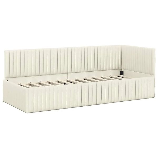 vidaXL Eckbettgestell mit Kopfteil Creme 80 x 200 cm Stoff 42016253 günstig online kaufen