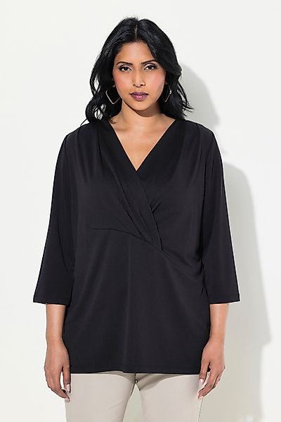 Ulla Popken T-Shirt Shirt Wickeloptik V-Ausschnitt günstig online kaufen