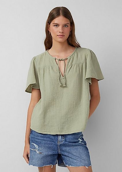 QS Kurzarmbluse Bluse Musselin-Bluse mit Bindeband günstig online kaufen