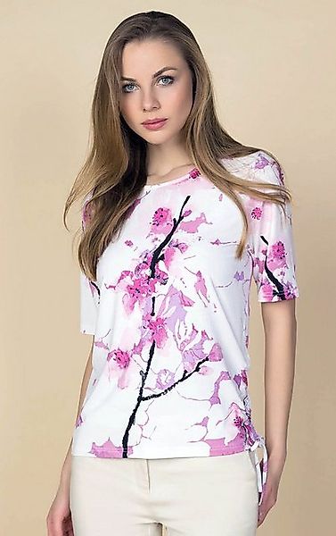 Passioni T-Shirt in Rose, mit Blumenprint und Bindebändern am Saum günstig online kaufen