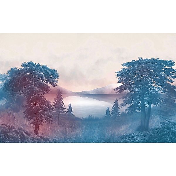 Komar Fototapete Forestland Blau und Rosa 400 x 250 cm 611231 günstig online kaufen
