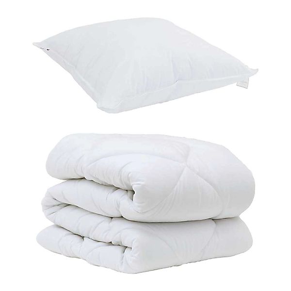 vidaXL Bettdecke mit Kissen 2-Tlg Weiß Mikrofaser 3376665 günstig online kaufen