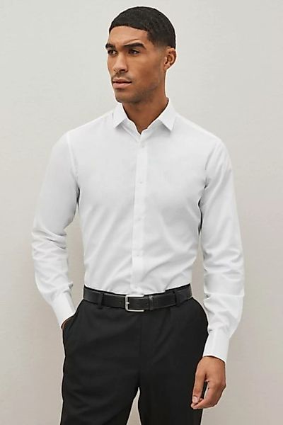 Next Langarmhemd Slim Fit Hemd mit Struktur + doppelten Manschetten (1-tlg) günstig online kaufen