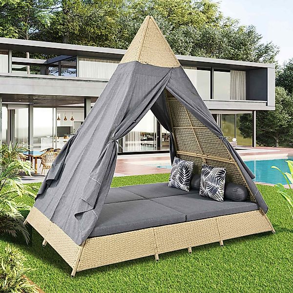 Sonneninsel, Rattan Sitzgruppe, für 2-4 Personen, inkl. abnehmbaren Sitzkis günstig online kaufen