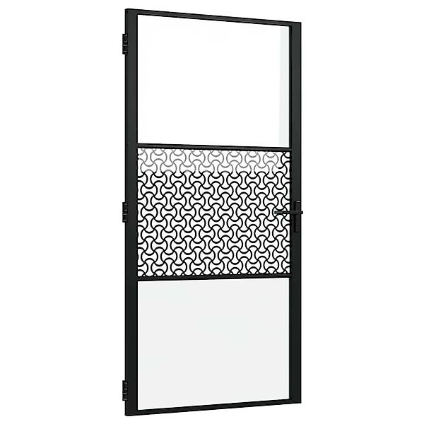 vidaXL Glastür Schwarz 76 x 3,5 x 201,5 cm Aluminium 42012452 günstig online kaufen