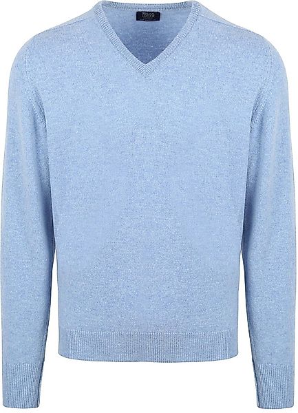 William Lockie V-Ausschnitt Pullover Lammwolle Hellblau - Größe L günstig online kaufen