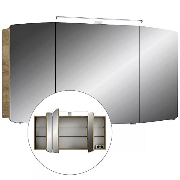 Badezimmer Spiegelschrank 120cm in Riviera Eiche CERVIA-66 inkl. LED-Beleuc günstig online kaufen
