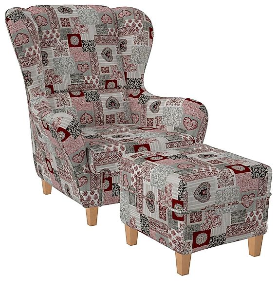 Supellex Ohrensessel Sofia Relaxsessel mit Hocker günstig online kaufen