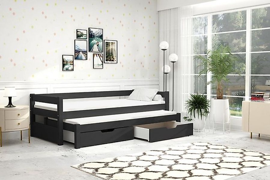 thematys Kinderbett mit Ausziehbett 2 Schubladen 90x200cm inkl. 2 Matratzen günstig online kaufen