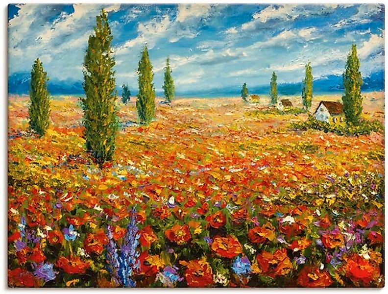 Artland Leinwandbild "Mohnblumenwiese", Blumenwiese, (1 St.), auf Keilrahme günstig online kaufen