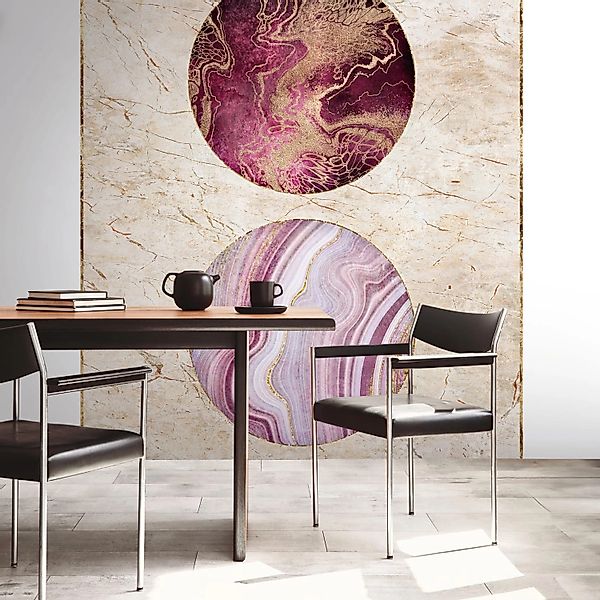 PROFHOME 398511-GU Fototapete Marmoroptik Beige Gold Pink Violett 1,59 m x günstig online kaufen