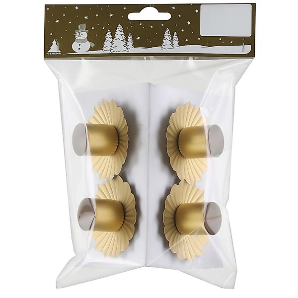 Weihnachts-Deko Kerzenhalter aus Metall Ø 6 cm Gold 4 Stück günstig online kaufen