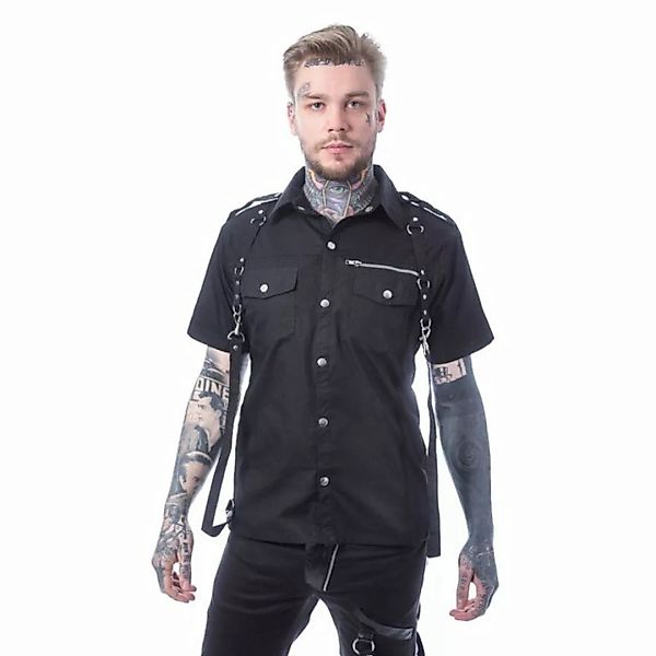 Vixxsin Kurzarmhemd Orson Gothic Riemen Metal D-Ringe Industrial Everyday S günstig online kaufen