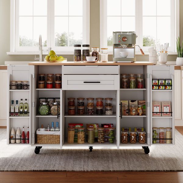 Flieks Küchenwagen mit erweiterbarer Arbeitsplatte, Rollen günstig online kaufen