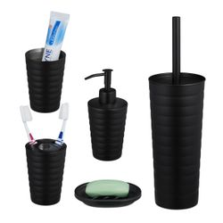 relaxdays Seifenspender 5-tlg. Badezimmer Set Edelstahl günstig online kaufen