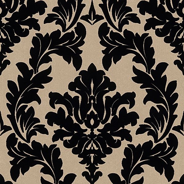 PROFHOME 335804-GU Barock Tapete Ornament Matt Gold Schwarz 0,52 m x 10,05 günstig online kaufen