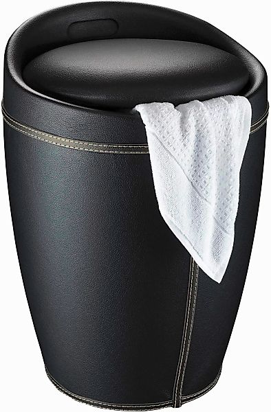 Wenko Hocker Candy Black Lederoptik 50,5 cm x 36 cm x 36 cm günstig online kaufen