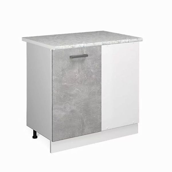 Vicco Eckunterschrank R-Line, Beton/Weiß, 86 cm, AP Marmor günstig online kaufen