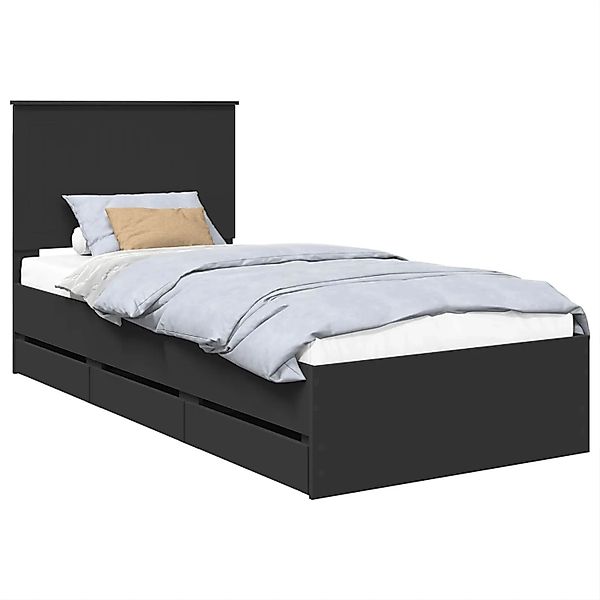 vidaXL Bettrahmen mit Schubladen Schwarz 90 x 190 cm Ingenieurs Holz 341115 günstig online kaufen