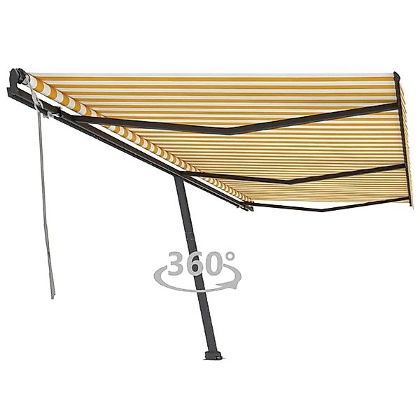 furnicato Standmarkise Manuell Einziehbar 600x350 cm Gelb/Weiß günstig online kaufen