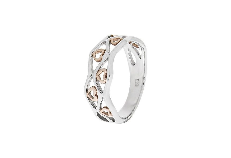 Zeeme Fingerring Silber 925 zweifarbig mit Herz-Motiven günstig online kaufen
