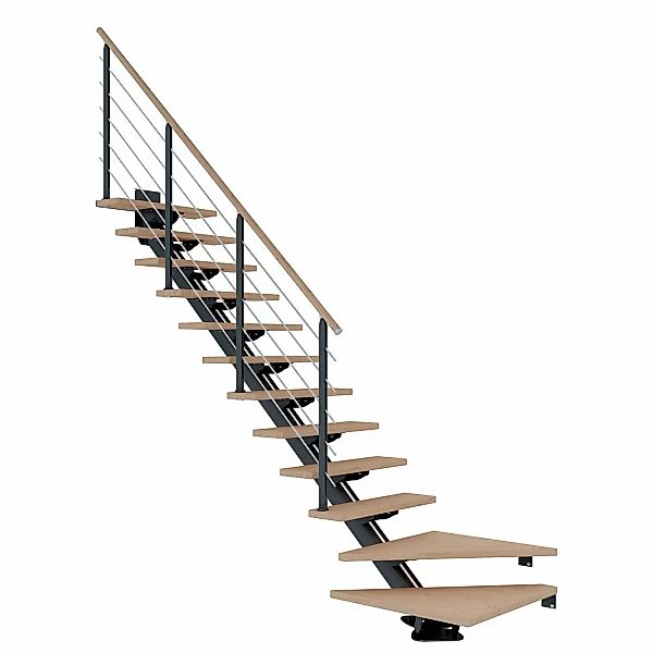 Dolle Mittelholmtreppe Sydney 13 Stufen Eiche Weiß 1/4gew. Metall Anthrazit günstig online kaufen