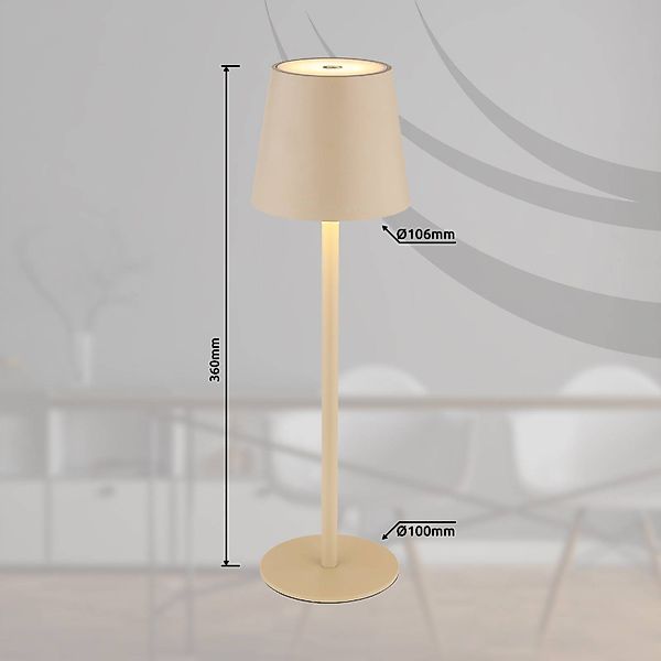 LED-Akku-Tischlampe Vannie, sandfarben, Höhe 36 cm, IP44 günstig online kaufen