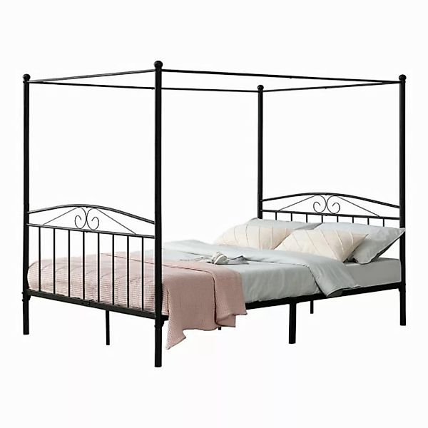 en.casa Himmelbett, »Lahti« Metallbett Doppelbett Schwarz 180x200cm günstig online kaufen