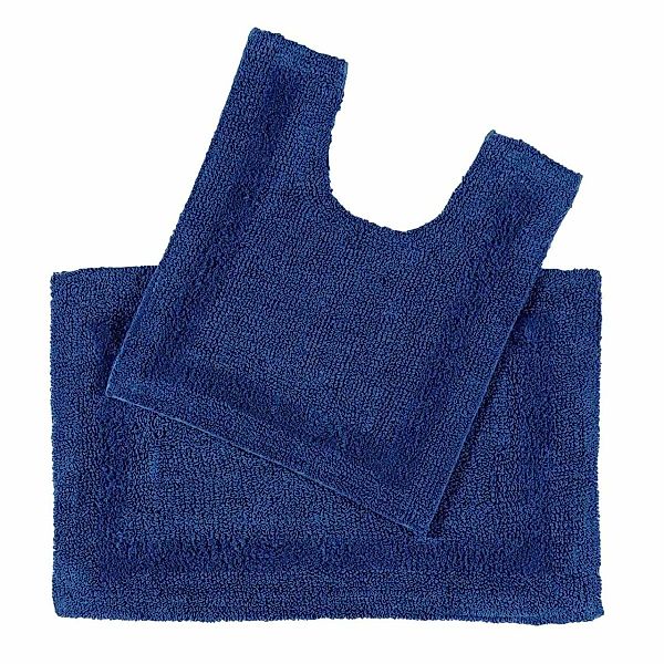 Homescapes Badematte 2-tlg. Badgarnitur dunkelblau aus günstig online kaufen