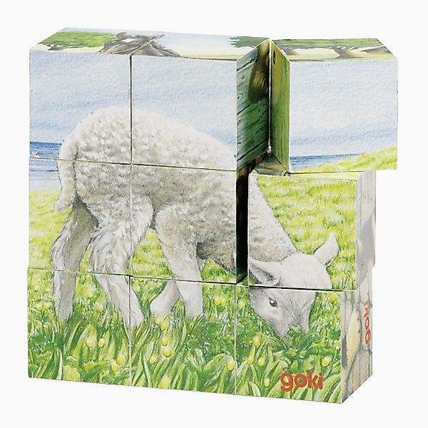 goki Würfelpuzzle Würfelpuzzle Bauernhoftiere, 9 Puzzleteile, günstig online kaufen