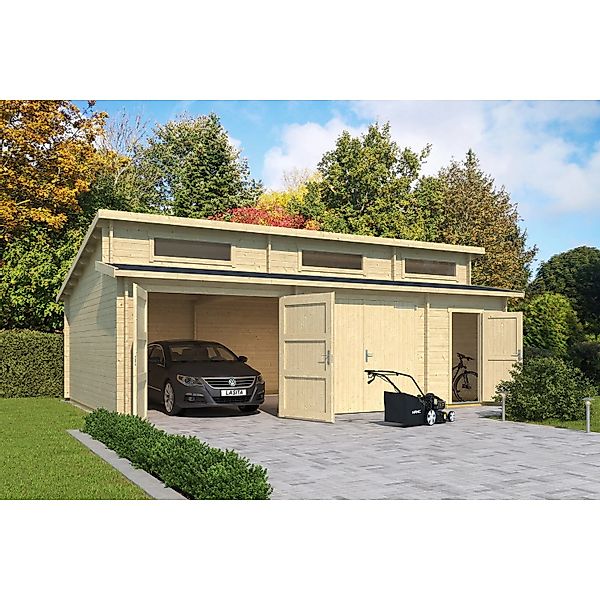 Lasita Garage Hawaii Set mit Holztoren 780 cm x 520 cm Natur/Unbehandelt günstig online kaufen